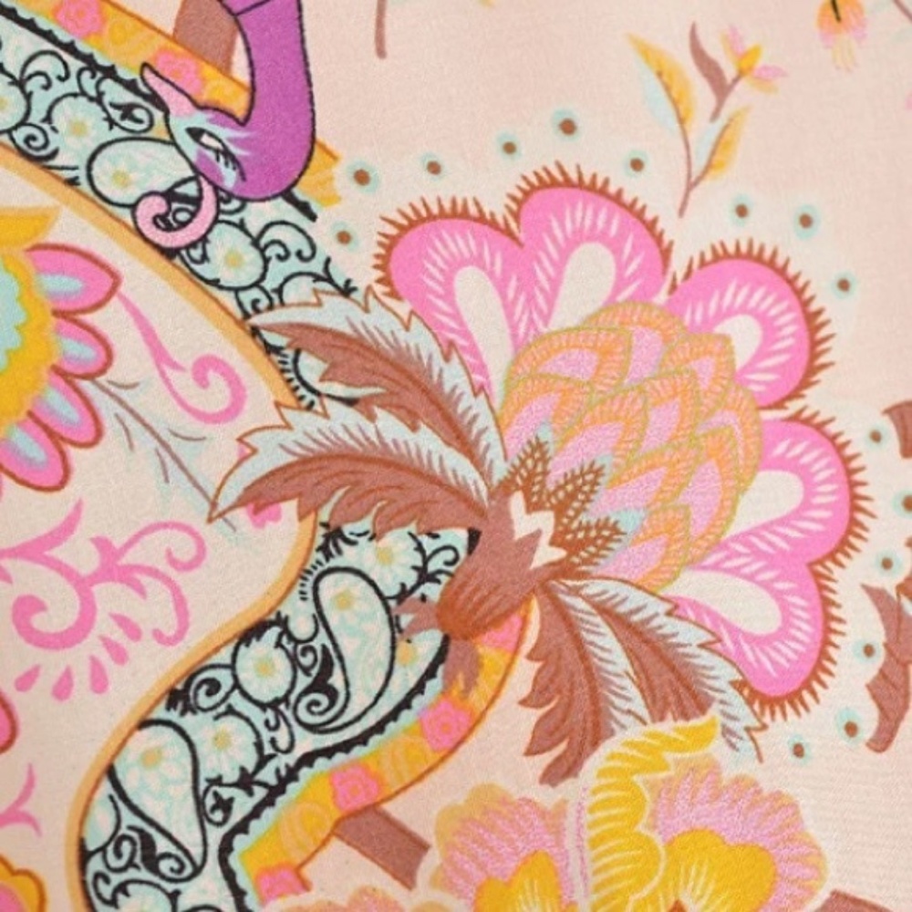 Beige Boho Multi Color Floral Peacock Short Kimono - Picture 9 of 10